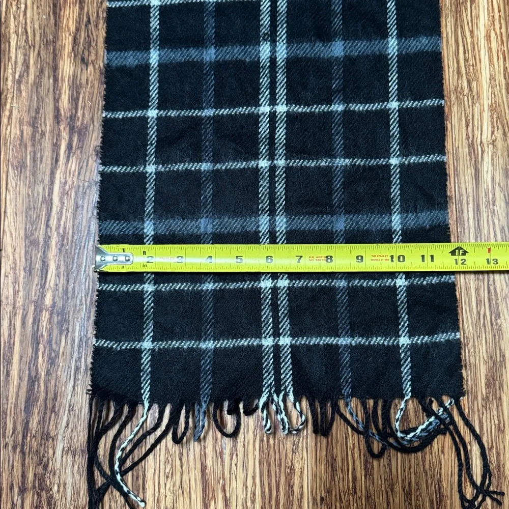 Black and white plaid print fringe trim winter scarf one size